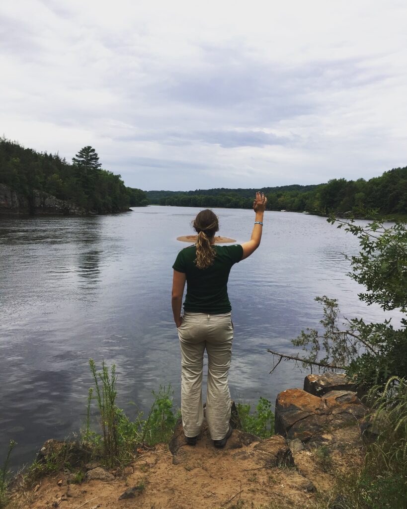 Person waiving at the St. Croix Scenic Riverway 