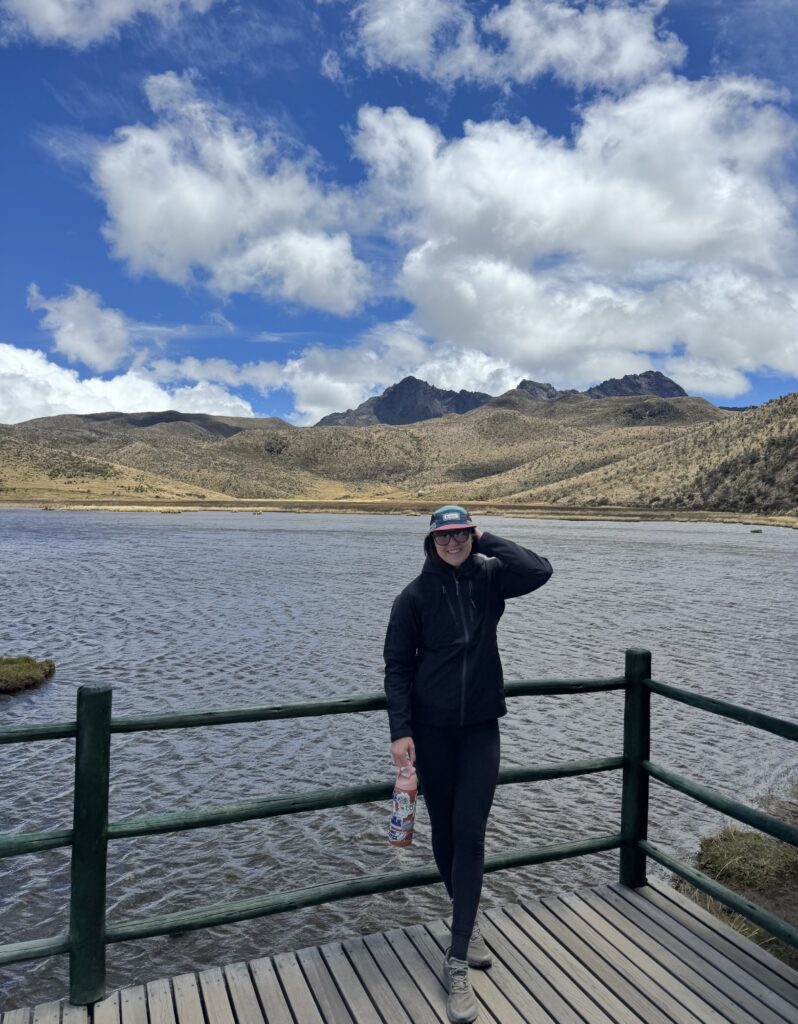 Traveler standing at Laguna Limpiopungo in Cotopaxi National Park